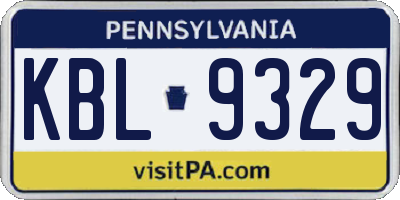 PA license plate KBL9329
