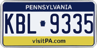PA license plate KBL9335