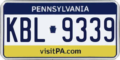PA license plate KBL9339