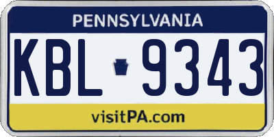 PA license plate KBL9343