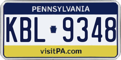 PA license plate KBL9348