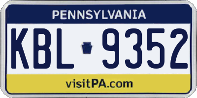 PA license plate KBL9352