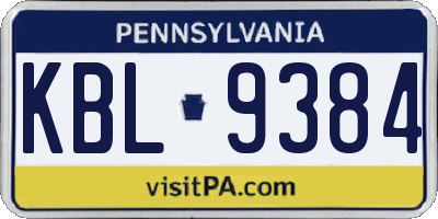 PA license plate KBL9384