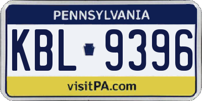 PA license plate KBL9396