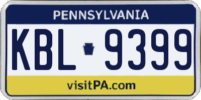PA license plate KBL9399