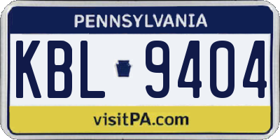 PA license plate KBL9404