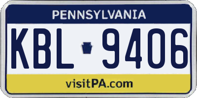 PA license plate KBL9406