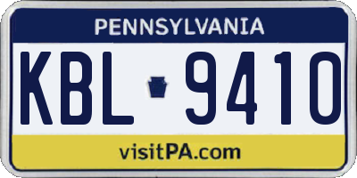 PA license plate KBL9410
