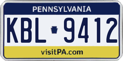 PA license plate KBL9412