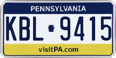 PA license plate KBL9415