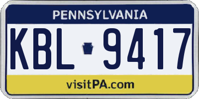 PA license plate KBL9417