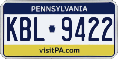 PA license plate KBL9422