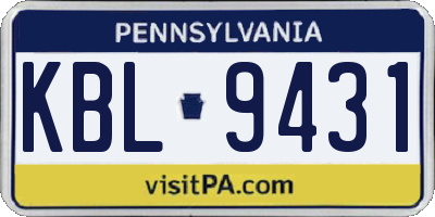PA license plate KBL9431