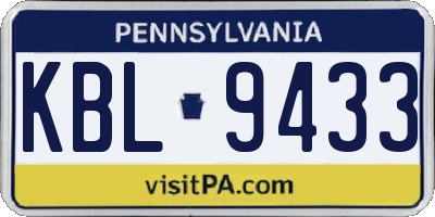 PA license plate KBL9433
