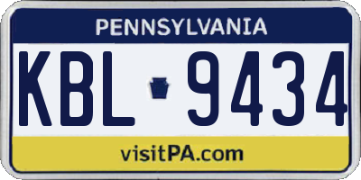 PA license plate KBL9434