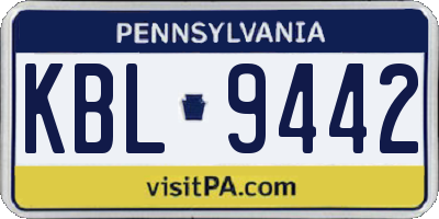 PA license plate KBL9442