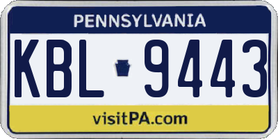 PA license plate KBL9443