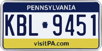 PA license plate KBL9451