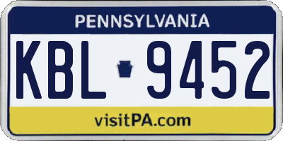 PA license plate KBL9452