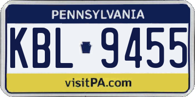 PA license plate KBL9455