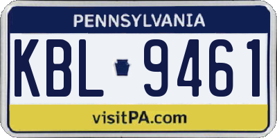 PA license plate KBL9461