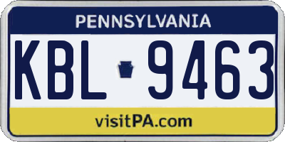 PA license plate KBL9463