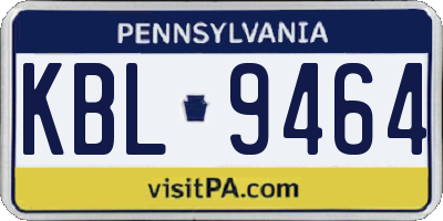 PA license plate KBL9464