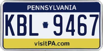 PA license plate KBL9467