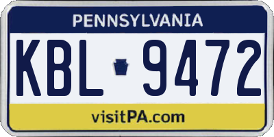 PA license plate KBL9472