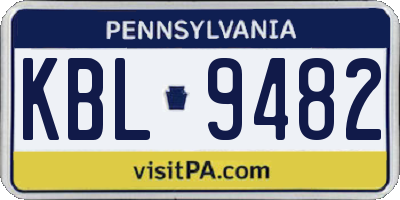 PA license plate KBL9482