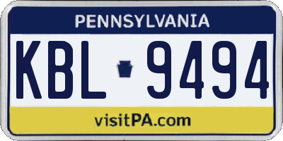 PA license plate KBL9494