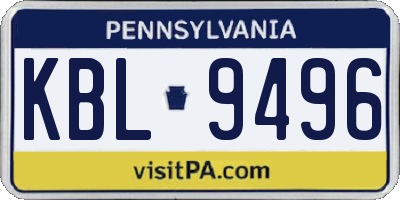 PA license plate KBL9496