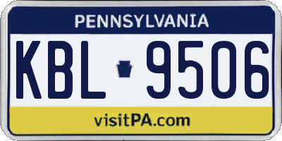 PA license plate KBL9506