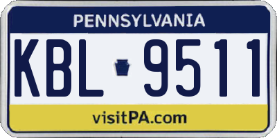 PA license plate KBL9511
