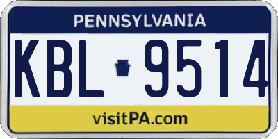 PA license plate KBL9514