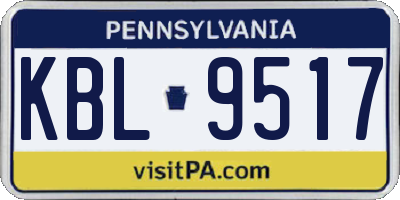 PA license plate KBL9517