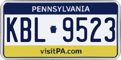 PA license plate KBL9523