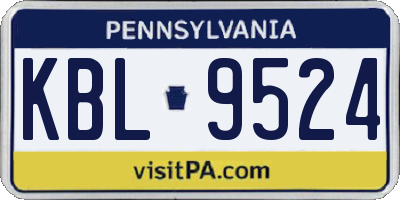 PA license plate KBL9524