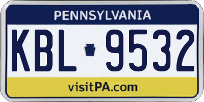 PA license plate KBL9532