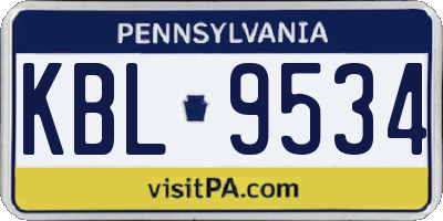 PA license plate KBL9534
