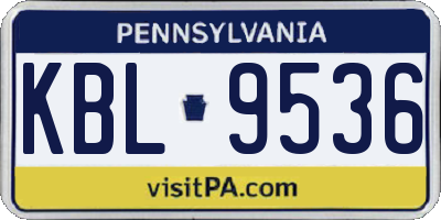 PA license plate KBL9536