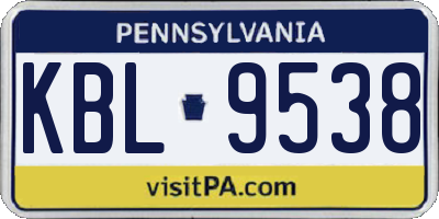 PA license plate KBL9538