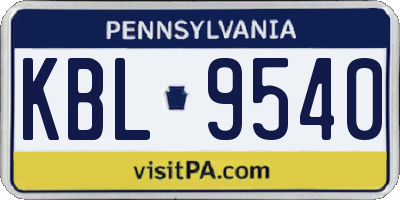 PA license plate KBL9540