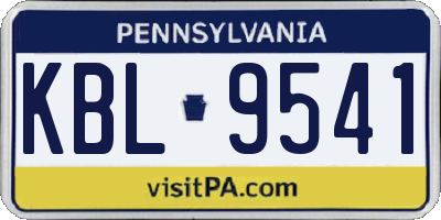 PA license plate KBL9541