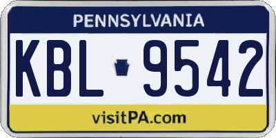 PA license plate KBL9542