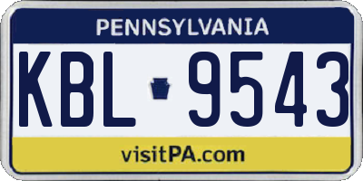 PA license plate KBL9543