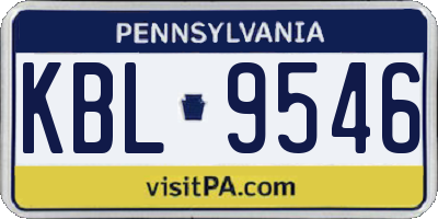 PA license plate KBL9546