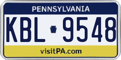 PA license plate KBL9548