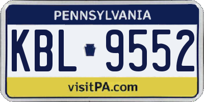PA license plate KBL9552