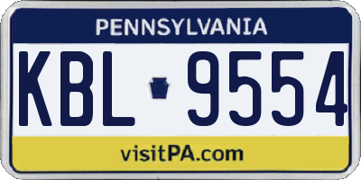 PA license plate KBL9554